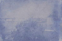 Utsikt från Slussen mot Skeppsholmen, fotograferat mellan 1856-1863. Pappersnegativ, så kallade kalotyper.