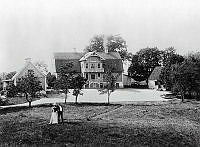 Hammarby gård år 1892. En man och en kvinna står i förgrunden.