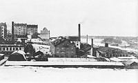 Inedals fabriker i kvarteret Roddaren sedda mot väster.