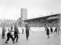 B-landskamp i bandy mellan Sverige-Finland på Stockholms stadion.