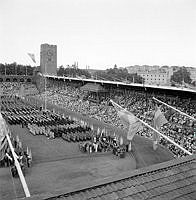 Svenska flaggans dag firas på Stockholm Stadion.