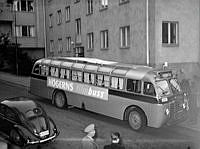 Högerns filmbuss, användes i 1952 års valrörelse. Bussen visade Stockholmshögerns valfilm.