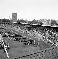 Svenska flaggans dag firas på Stockholm Stadion.