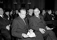 Nationalekonomiska föreningen. Dag Hammarskjöld och Per Edvin Sköld.