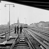 Spårområdet mellan Gamla Stan och Slussen, mot Gamla Stan. Tunnelbanesträckan Kungsgatan/Hötorget - Slussen provkörs.