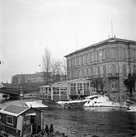 Strömsborg. Anläggningsarbete för tunnelbanan i Riddarfjärden.