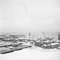 Utsikt från Stadshusets torn i riktning mot Riddarholmen, Gamla Stan.