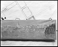 Teckning över trakten kring Katarina kyrka.