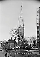 Vy norrut över Klara kyrka från Klara Västra Kyrkogata